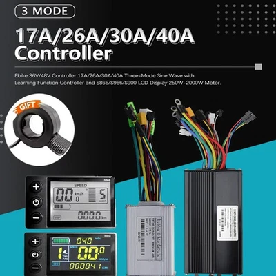 E-bike Three-Mode Sine Wave Controller 24-48V 17-40A w/LCD Display 250-2000W Kit - Image 1 of 4