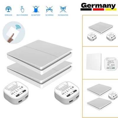 Funkschalter System batterielos, Funk-Wand-schalter Funk-Empfänger Lichtschalter - Bild 1 von 4