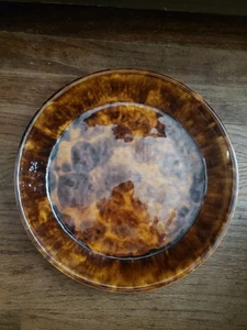 Plato de pastel de esponja antiguo Bennington marrón amarillo - Imagen 1 de 4