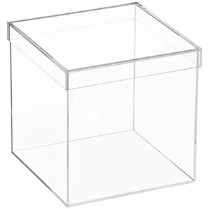 Clear Acrylic Boxes with Lid Storage Cube Containers Lids Plastic Square - Picture 1 of 9