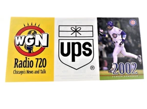 MLB Chicago Cubs 2002 calendario de temporada WGN y publicidad de UPS - Imagen 1 de 2