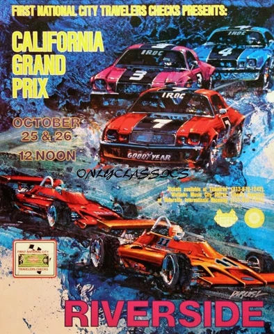 1977 CALIFORNIA GRAND PRIX, RIVERSIDE 12X15 POSTER CHEV IROC CAMARO AUTO RACING Cover