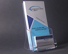 Flyerständer Prospektständer mit Visitenkartenständer für 1/3A4 Flyer 