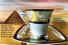 Original ägyptische Espressotasse & Untertasse Porzellan+24kt Gold Fathi Mahmoud