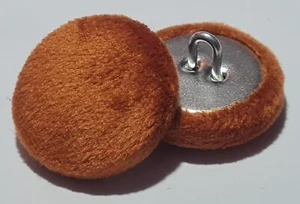 Burnt Orange Velvet Fabric Buttons, 16mm, 18mm, 20mm, 23mm, 25mm, 31mm, or 37mm - Picture 1 of 5