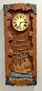 RARE Vintage GIROTTI Molded Foam Art 1969 RD B15 Clock Pirate Ship Junghans ATO - Picture 1 of 24