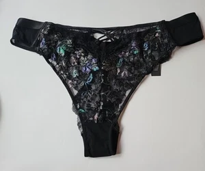 Ann Summers The Mirage HW Brazilian Brief UK 18 Black/Multi New Tag