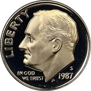 1987-S Roosevelt Dime Deep Cameo Proof 10C US Mint Fresh From Proof Set - Picture 1 of 2