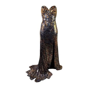 Tony Bowls Leopard Sequin Strapless Dress Sz 4 - Picture 1 of 6