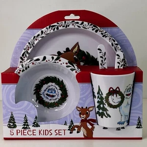 Bumble Melamine Kids 5 Piece Kids Set RUDOLPH THE RED-NOSED REINDEER New - Picture 1 of 6