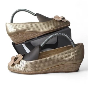 Sesto Meucci Gold Flower Espadrilles Wedge Slip-on Heels Women's 9M - Picture 1 of 12