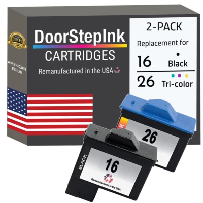 DoorStepInk Compatible Ink Cartridges For Lexmark 16 26 Black Color 2 PK-USA - Image 1 of 4