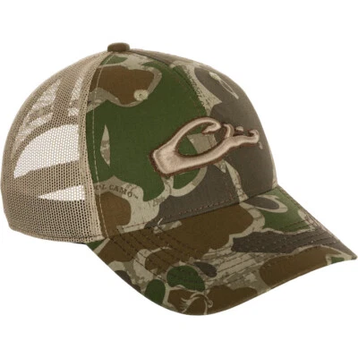 DRAKE WATERFOWL SYSTEMS CAMO MESH BACK BALL CAP HAT RAISED LOGO - Image 1 of 2