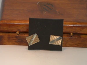 Pre-Owned Swank Rectangle Rhinestone Gold Tone Cuff Links - Picture 1 of 4