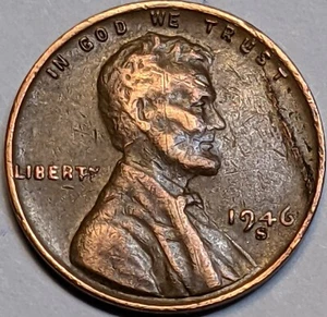 1946-S Lincoln Wheat Cent Error Delamination Penny - Picture 1 of 4