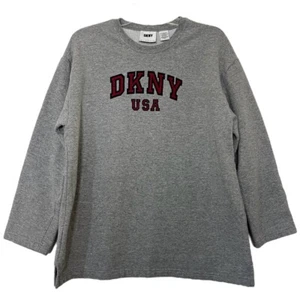 Vintage DKNY USA Sweatshirt Gray Crew Neck Long Sleeve Made in Canada Size Large - Picture 1 of 8