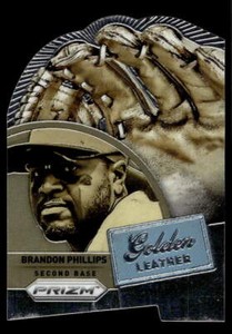 2014 Panini Prizm 3 Brandon Phillips Golden Leather Diecut Reds Baseball Card