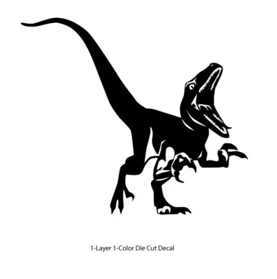 Dinosaurio - Velociraptor rugiente #4 - Período Jurásico - 4-21" de ancho - Calcomanía troquelada Foto 1 de 4