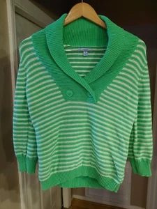 IZOD Womens Green Sail White Striped Sweater Size medium msrp $52 - Picture 1 of 6