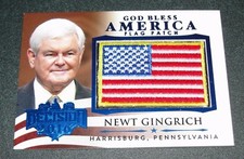 Decision 2016 NEWT GINGRICH God Bless AMERICA Blue Foil Flag Patch Insert #GBA34