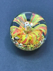 Multicolor Flower Glass Paperweight Kaleidoscope Confetti Swirl Bubble Vintage - Picture 1 of 13