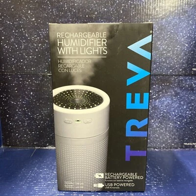 Treva Portable Cool Mist Mini Humidifier w/ Colored LED Lights USB Rechargeable - Image 1 of 4