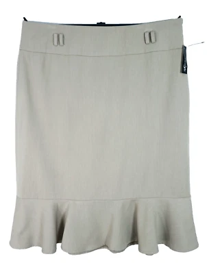 NUEVO CON ETIQUETAS EAST 5TH Mujer Poliéster Rayón Falda Lápiz Forrada Volantes Marrón Talla 18 Foto 1 de 4