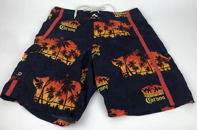 Corona Summer surf Swim Trunks ShortsBlue Palm Tree Graphic Beer Surf -Very Rare - Image 1 of 4