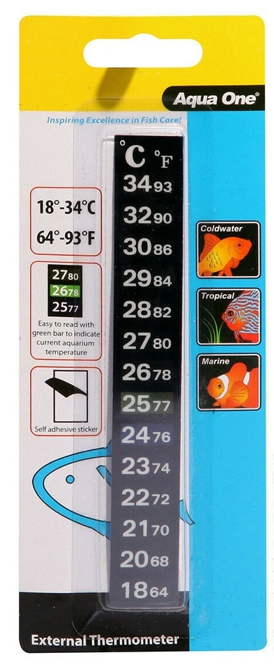 Aqua One Stick On Thermometer Aquarium Fish Tank 10307 - image 1 of 1