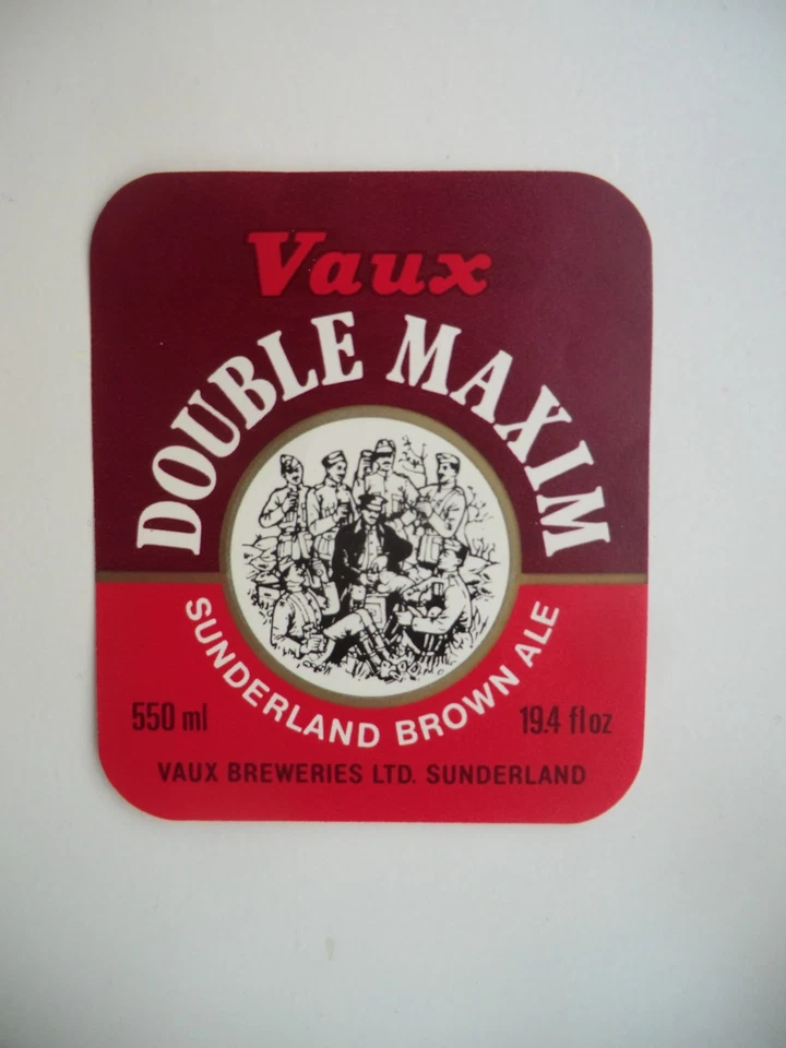 VAUX SUNDERLAND DOUBLE MAXIM BROWN ALE 19.4 fl oz BREWERY BEER BOTTLE LABEL - Image 1 of 1