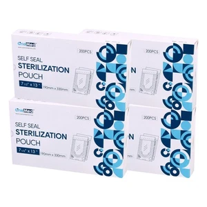 800(4 Boxes) Self Seal Sterilization Pouches, Dental, Tattoo, Nail-7.5"x13" - Picture 1 of 9