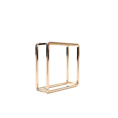 4 Gold Square Geometric Cube Metal Napkin Rings Wedding Party Events Decorations - Image 1 of 4