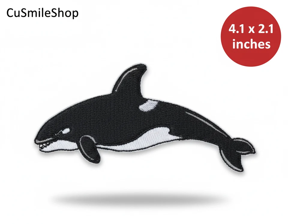 Small Orca Killer Whale Embroidered Patch Ocean Marine Life Theme Multi-Color - Image 1 of 4