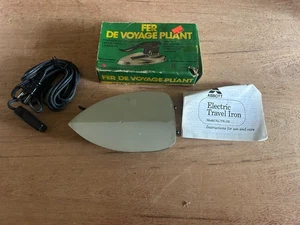 Folding Travel Iron TR120 Abbott New Open Box Tested Works Prop Display Vintage - Picture 1 of 24