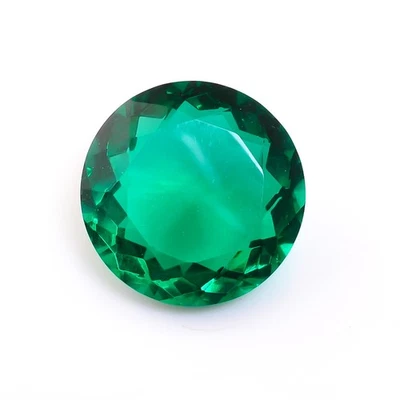 44 CT LAB GROWN EMERALD RUSSIAN GREEN ROUND GEMSTONE GIFT  25X25X13 mm - Image 1 of 4
