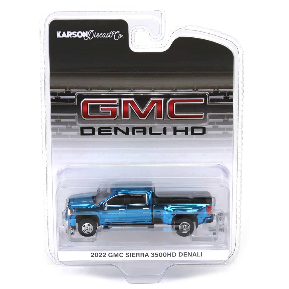 GMC Sierra 3500 Denali doble fundido a presión 51546-A azul cromo persecución 1/64 2022 Foto 1 de 1