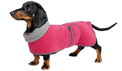 Suéter Dachshund Abrigo de Invierno Acolchado Forro de Vellón Rosa Talla Pequeña Foto 1 de 4
