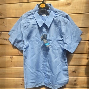 Boys School Shirts 11-12-13 Years Slim Fit 2 Pack Short Sleeve Non-Iron Teflon - Picture 1 of 11