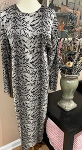 Zara Trafaluc Tiger Animal Print Midi Dress Brown Black Long Sleeve Size L - Picture 1 of 8