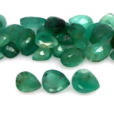 36 piezas de pera Zambia esmeralda verde sin calefacción 3,50 quilates Foto 1 de 4