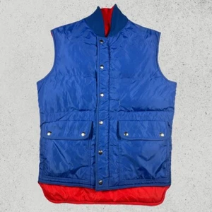 Vintage 1980s Swan Brand Down Puffer Reversible Vest - Picture 1 of 7
