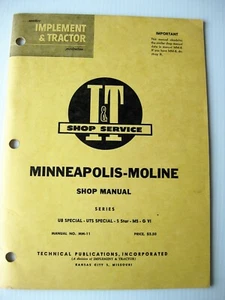 Minneapoliis-Moline Shop Manual I&T shop sevice - Picture 1 of 7