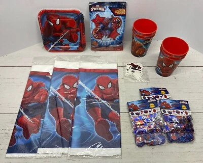 SPIDER-MAN Ultimate Birthday Party Balloons Plates Cups Table Covers Confetti - Image 1 of 4