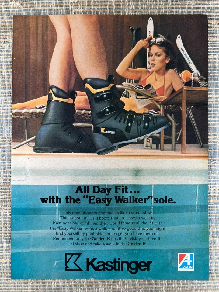 Лыжные ботинки Kastinger Golden K Easy Walker Sole A&T Ski 1976 винтажная печатная реклама - Изображение 1 из 1