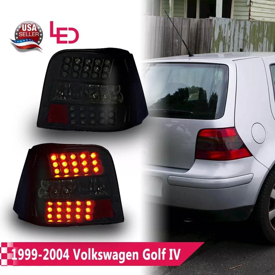 For VW Volkswagen Golf IV/GTI LED 99-04 Tail Lights Smoke Rear Brake Lamp Pair Foto 1 de 4
