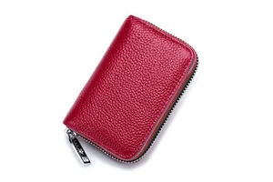 Genuine Leather Unisex Card Wallets RFID Blocking Coin Purse Credit Card Holder - Picture 1 of 25