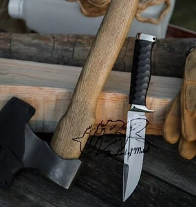 UBR PERSONALIZADO HECHO A MANO D2 HERRAMIENTA ACERO CAZA BOWIE CUCHILLO CON MANGO MICARTA - Imagen 1 de 3