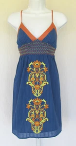 NEW WITH TAG BOHO HIPPIE SUMMER DRESS TWENTY ONE BLUE YELLOW ORANGE EMBROIDERY - Picture 1 of 12