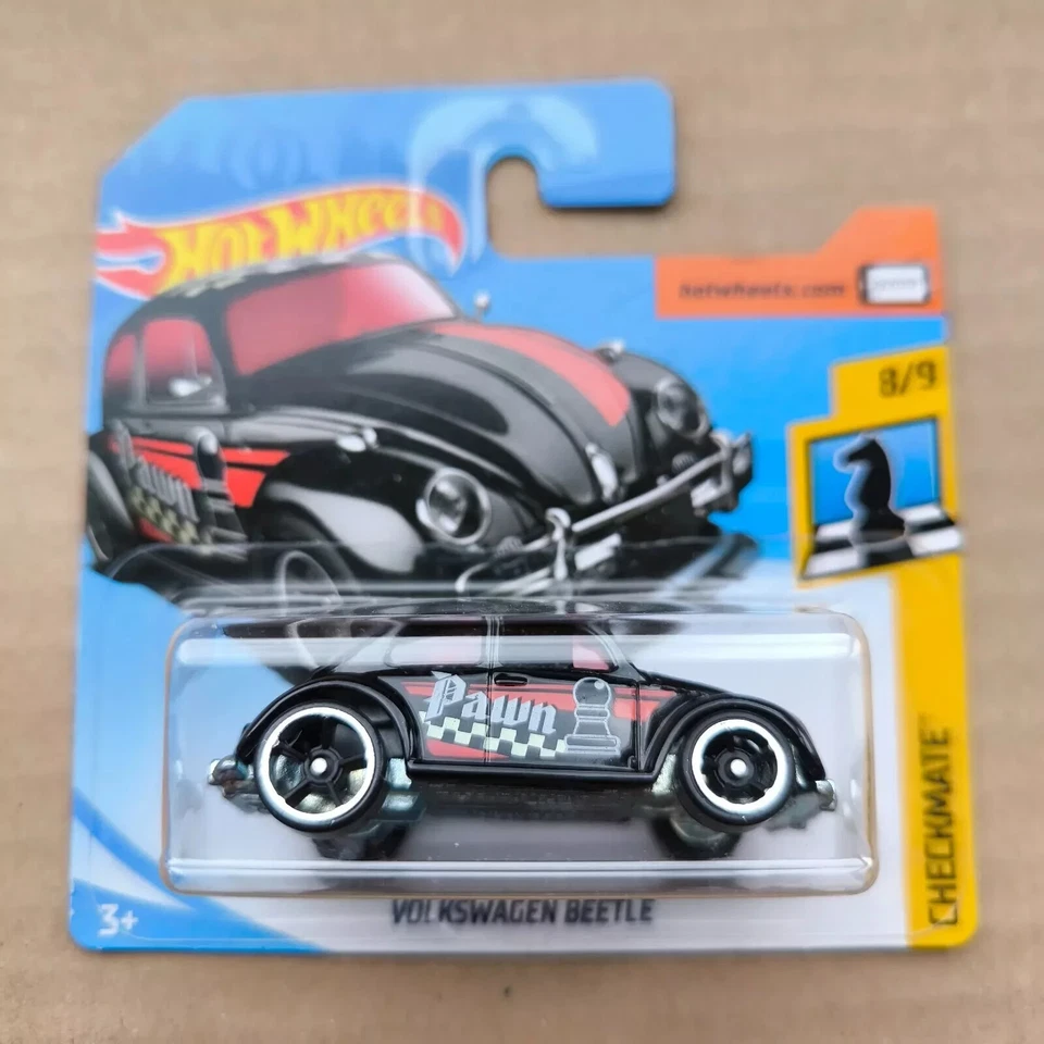 Tarjeta corta Hot Wheels 2018 HW Checkmate Volkswagen Beetle peón negro 8/9 Foto 1 de 1