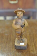 Vintage Hand Carved Handmade "Explorer" 5 1/2 Tall X 1 1/2 Wide Wooden Carving